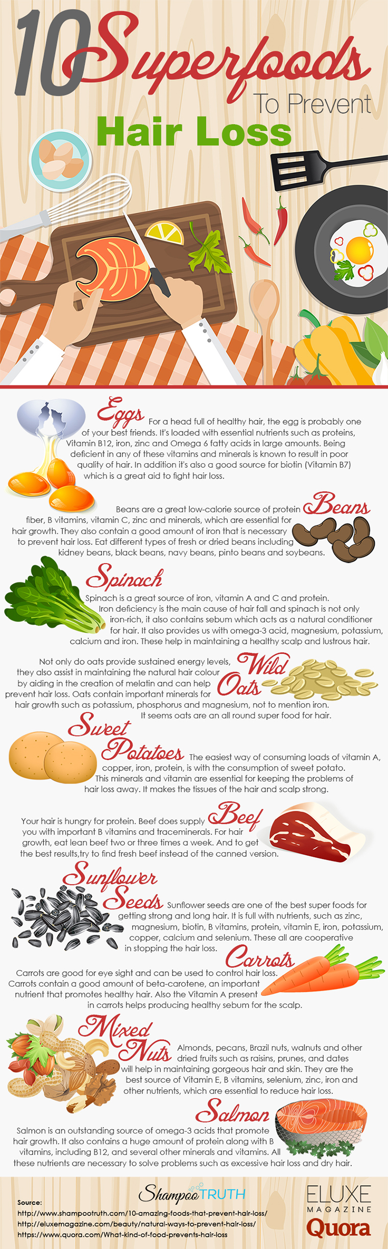 Prevent Hair Loss With These 10 Superfoods Infographic