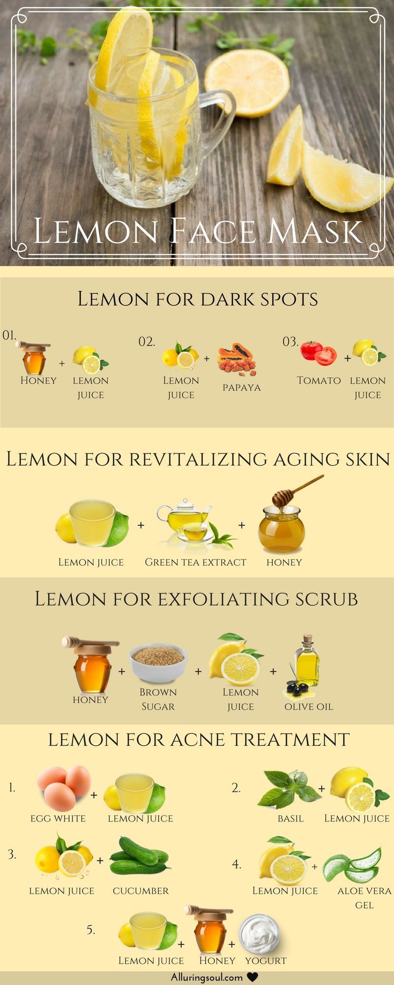 Lemon Face Mask Recipes You Need To Take Note Of Infographic