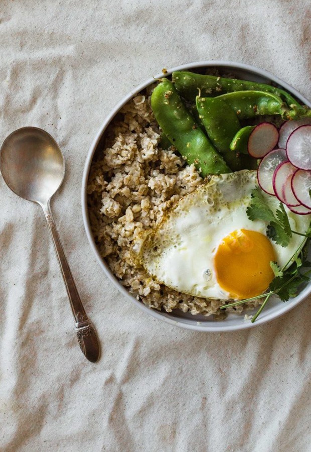 Savory Oatmeal Recipes: Savory Oatmeal with Miso Butter and Snowpeas Recipe