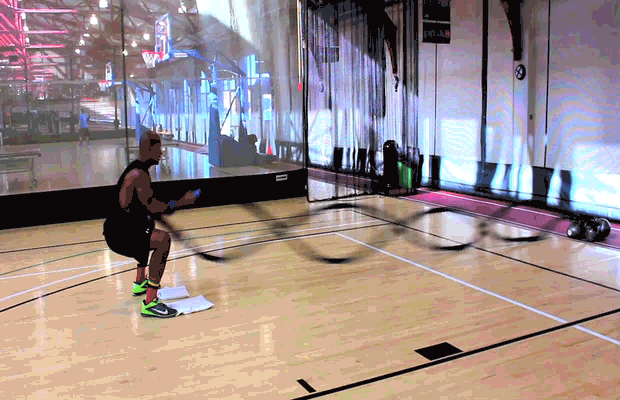 Battle Ropes: Alternating to Burpee
