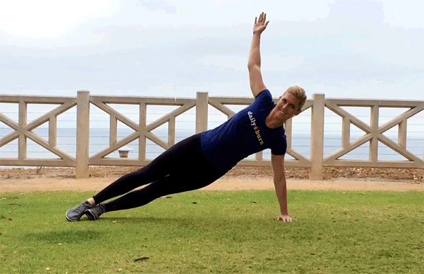 Ab Exercises to Target Your Love Handles: Side Plank with Reach Through